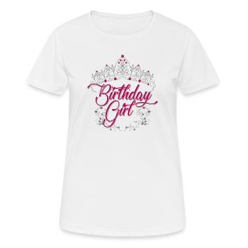 Écriture de tiare de la fille d’anniversaire - T-shirt respirant Femme - blanc - Devant - AI Model Female 172 dark (172cm)