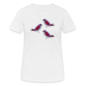 Purple Bird Pattern Trio - Women's Breathable T-Shirt - white - Front - AI Model Female 172 dark (172cm)
