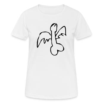 flying flying penis cock exit-shirt - Women's Breathable T-Shirt - white - Front - AI Model Female 172 dark (172cm)