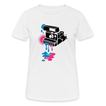 Sofortbildkamera - Farbe tropft raus - - Frauen T-Shirt atmungsaktiv - Weiß - Vorne - AI Model Female 172 dark (172cm)