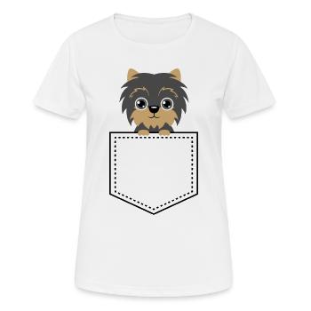 Animal de poche Yorkshire Terrier - T-shirt respirant Femme - blanc - Devant - AI Model Female 172 dark (172cm)