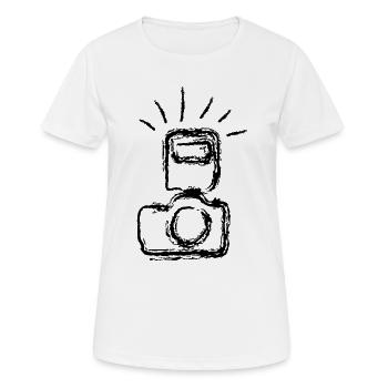 camera - Women's Breathable T-Shirt - white - Front - AI Model Female 172 dark (172cm)