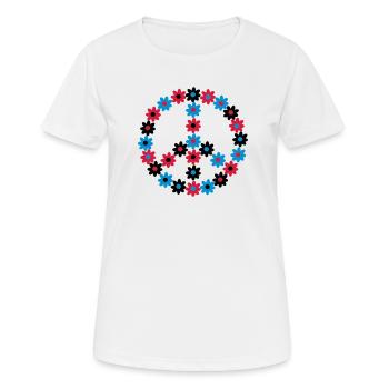 Blumen Friedenszeichen - Frauen T-Shirt atmungsaktiv - Weiß - Vorne - AI Model Female 172 dark (172cm)