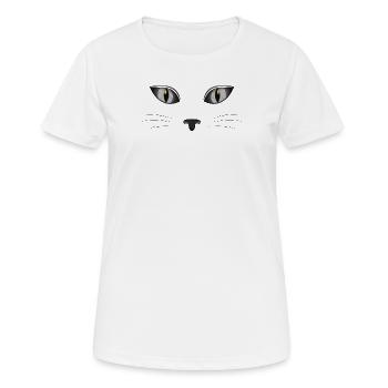 Chat chaton miaou chat domestique oeil de chat - T-shirt respirant Femme - blanc - Devant - AI Model Female 172 dark (172cm)