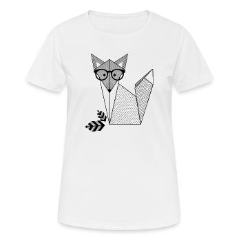 Origami Fox with Glasses - Women's Breathable T-Shirt - white - Front - AI Model Female 172 dark (172cm)