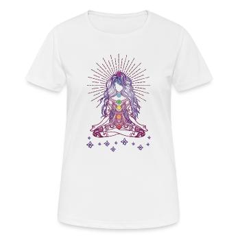 Boho Yoga Style Fille Happy Mind Happy Life - T-shirt respirant Femme - blanc - Devant - AI Model Female 172 dark (172cm)