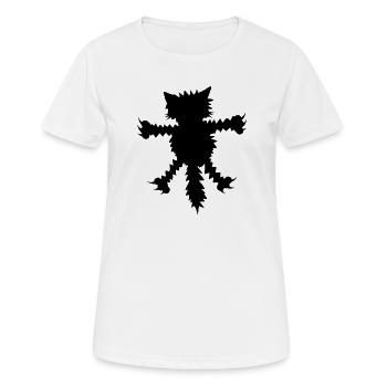 Katze krallt sich fest - Frauen T-Shirt atmungsaktiv - Weiß - Vorne - AI Model Female 172 dark (172cm)