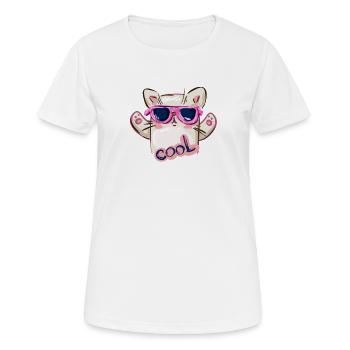 Katze mit Sonnenbrille und cooler Nachricht - Frauen T-Shirt atmungsaktiv - Weiß - Vorne - AI Model Female 172 dark (172cm)