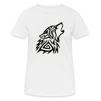 Tribal Wolf Howl - Women's Breathable T-Shirt - white - Front - AI Model Female 172 dark (172cm)