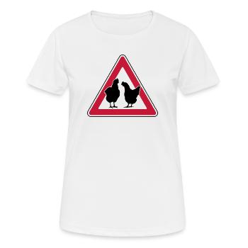 Hühnerabend Huhn Achtung freilaufende Hennen - Frauen T-Shirt atmungsaktiv - Weiß - Vorne - AI Model Female 172 dark (172cm)