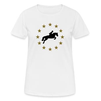 Cheval de saut d'obstacles & Étoiles - T-shirt respirant Femme - blanc - Devant - AI Model Female 172 dark (172cm)