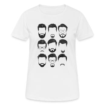 Bart- und Haarschnitt Muster - Frauen T-Shirt atmungsaktiv - Weiß - Vorne - AI Model Female 172 dark (172cm)