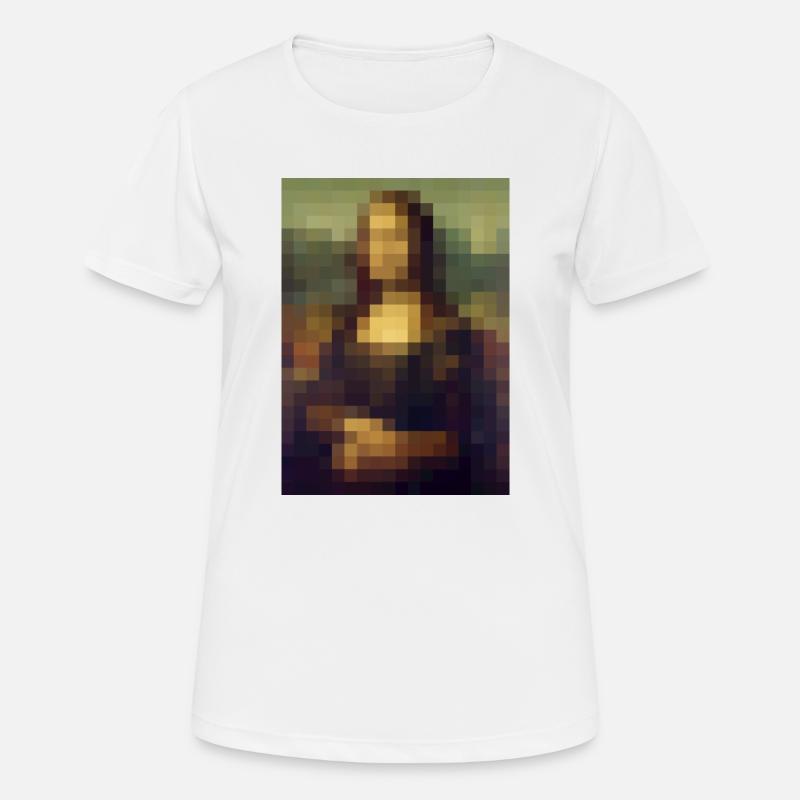 Mona Lisa 8-Bit Pixel Gemälde Leonardo da Vinci - Frauen T-Shirt atmungsaktiv - Weiß