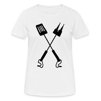 Das Grillbesteck für Kölner Grillmeister aus Köln - Frauen T-Shirt atmungsaktiv - Weiß - Vorne - AI Model Female 172 dark (172cm)