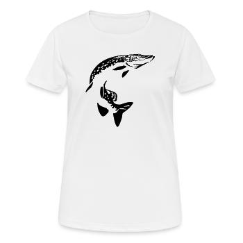 Hecht - Frauen T-Shirt atmungsaktiv - Weiß - Vorne - AI Model Female 172 dark (172cm)