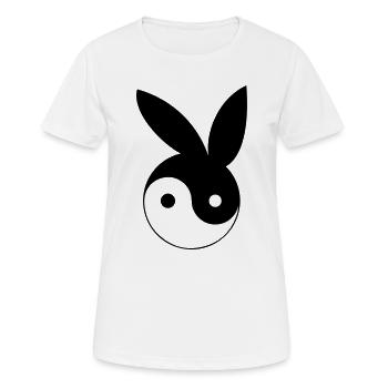 Ying und Yang mit Bunny Ohren - Frauen T-Shirt atmungsaktiv - Weiß - Vorne - AI Model Female 172 dark (172cm)
