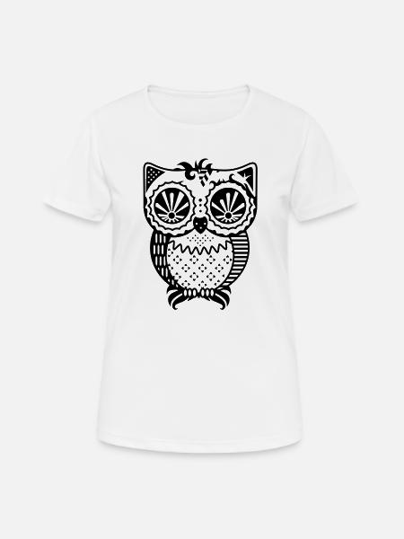 Patchwork Eule - Frauen T-Shirt atmungsaktiv - Weiß