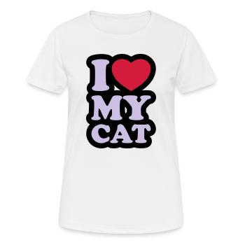I love my cat - Ich liebe meine Katze - Frauen T-Shirt atmungsaktiv - Weiß - Vorne - AI Model Female 172 dark (172cm)
