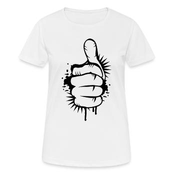 Hand mit Daumen nach oben - Frauen T-Shirt atmungsaktiv - Weiß - Vorne - AI Model Female 172 dark (172cm)