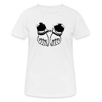 Hände und Handschellen - Frauen T-Shirt atmungsaktiv - Weiß - Vorne - AI Model Female 172 dark (172cm)