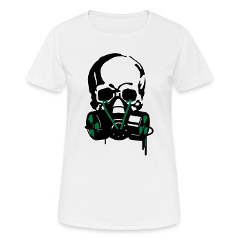Schädel in Gasmaske  - Frauen T-Shirt atmungsaktiv - Weiß - Vorne - AI Model Female 172 dark (172cm)