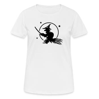 Halloween witch on a broom. Full moon time. - Women's Breathable T-Shirt - white - Front - AI Model Female 172 dark (172cm)