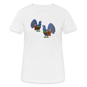 Faszinierende Auerhahn-Duo-Illustration - Frauen T-Shirt atmungsaktiv - Weiß - Vorne - AI Model Female 172 dark (172cm)