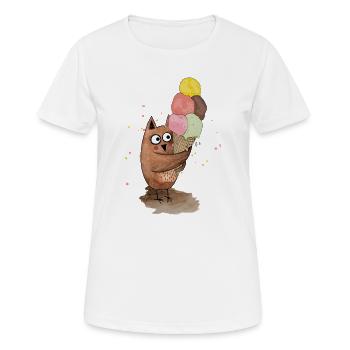 Eule mit riesigem Eis - Frauen T-Shirt atmungsaktiv - Weiß - Vorne - AI Model Female 172 dark (172cm)