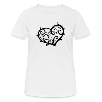 Großes Herz und zwei Ringe, Hochzeit - Frauen T-Shirt atmungsaktiv - Weiß - Vorne - AI Model Female 172 dark (172cm)