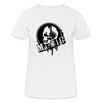 A skull with headphone in profile - Women's Breathable T-Shirt - white - Front - AI Model Female 172 dark (172cm)