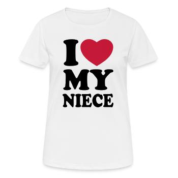 I love my niece - J'aime ma nièce - T-shirt respirant Femme - blanc - Devant - AI Model Female 172 dark (172cm)
