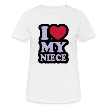 I love my niece - J'aime ma nièce - T-shirt respirant Femme - blanc - Devant - AI Model Female 172 dark (172cm)