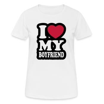 I love my boyfriend - J'aime mon ami - T-shirt respirant Femme - blanc - Devant - AI Model Female 172 dark (172cm)
