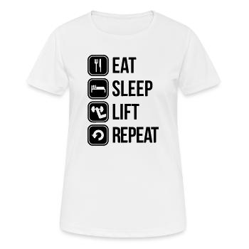 eat sleep lift repeat - Frauen T-Shirt atmungsaktiv - Weiß - Vorne - AI Model Female 172 dark (172cm)