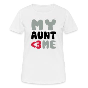 My aunt loves me - Ma tante m'aime - T-shirt respirant Femme - blanc - Devant - AI Model Female 172 dark (172cm)