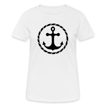 Anker - Frauen T-Shirt atmungsaktiv - Weiß - Vorne - AI Model Female 172 dark (172cm)