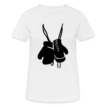 Boxhandschuhe - Frauen T-Shirt atmungsaktiv - Weiß - Vorne - AI Model Female 172 dark (172cm)