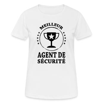 Agent de Sécurité - T-shirt respirant Femme - blanc - Devant - AI Model Female 172 dark (172cm)