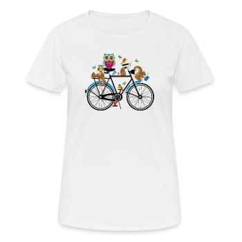 Waldtiere auf einem Fahrrad - Frauen T-Shirt atmungsaktiv - Weiß - Vorne - AI Model Female 172 dark (172cm)