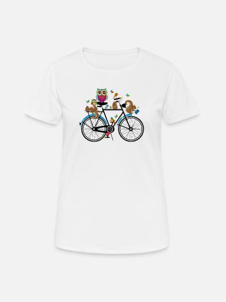Waldtiere auf einem Fahrrad - Frauen T-Shirt atmungsaktiv - Weiß