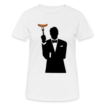 Smoking Silhouette mit Hotdog - Frauen T-Shirt atmungsaktiv - Weiß - Vorne - AI Model Female 172 dark (172cm)