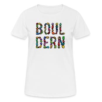 Bouldering boulder climbing scripture mountaineering - Women's Breathable T-Shirt - white - Front - AI Model Female 172 dark (172cm)