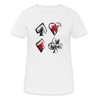 Skat Poker Rummy Cards Game Suits Heart of Spades Caro - Women's Breathable T-Shirt - white - Front - AI Model Female 172 dark (172cm)