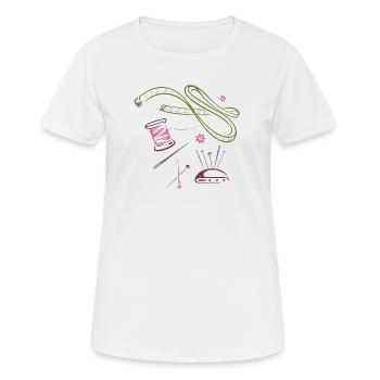 Handarbeit Nähen Mode Modedesigner - Frauen T-Shirt atmungsaktiv - Weiß - Vorne - AI Model Female 172 dark (172cm)