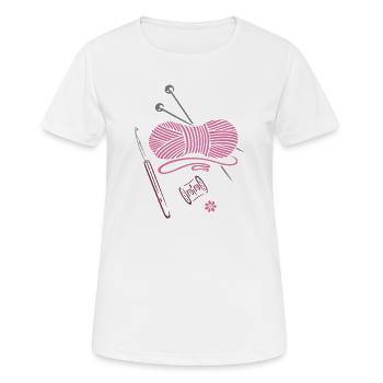 Tricot à la main au crochet - T-shirt respirant Femme - blanc - Devant - AI Model Female 172 dark (172cm)