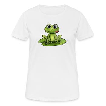 Frosch auf Seerose - Frauen T-Shirt atmungsaktiv - Weiß - Vorne - AI Model Female 172 dark (172cm)
