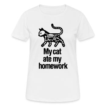 Mon chat a mangé mes devoirs à l'école - T-shirt respirant Femme - blanc - Devant - AI Model Female 172 dark (172cm)