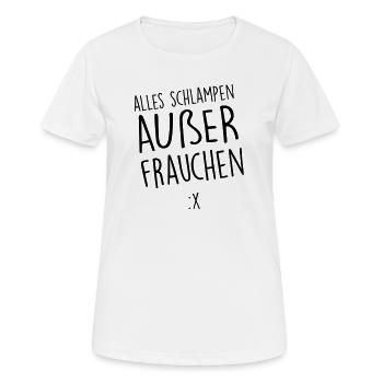 Mein Frauchen - Frauen T-Shirt atmungsaktiv - Weiß - Vorne - AI Model Female 172 dark (172cm)