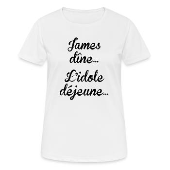 James dîne, l'idole déjeune - T-shirt respirant Femme - blanc - Devant - AI Model Female 172 dark (172cm)