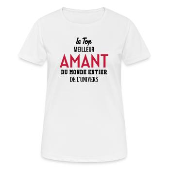 Amant / Maîtresse / Sexy / Sexe / Drague / Mariage - T-shirt respirant Femme - blanc - Devant - AI Model Female 172 dark (172cm)
